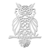 Украшение Сова пластик 12х9см (белый)